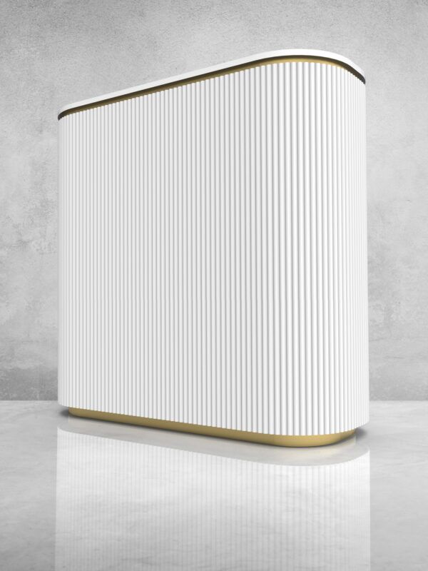 Biała recepcja okrągła ryflowana