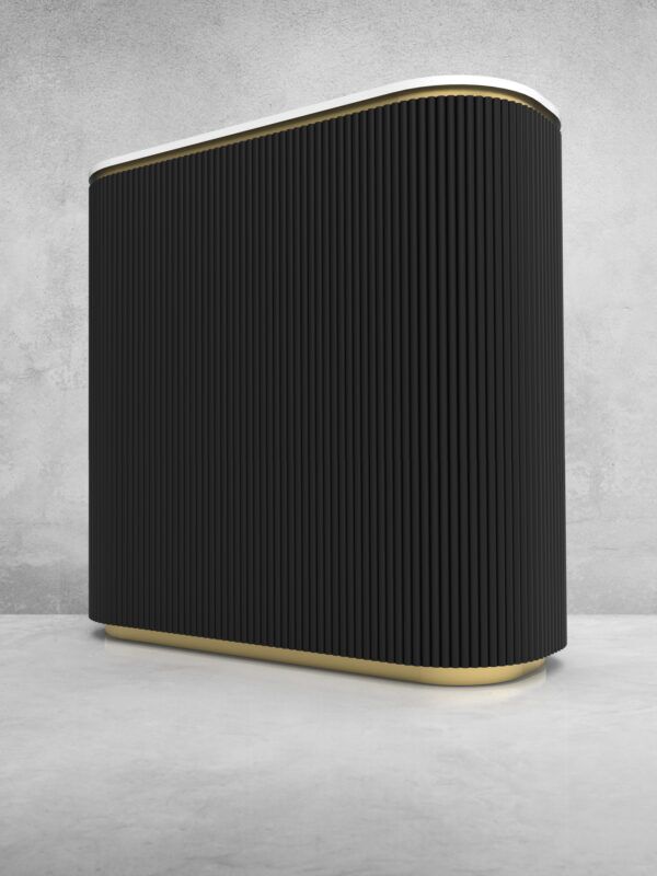 Czarna recepcja okrągła ryflowana